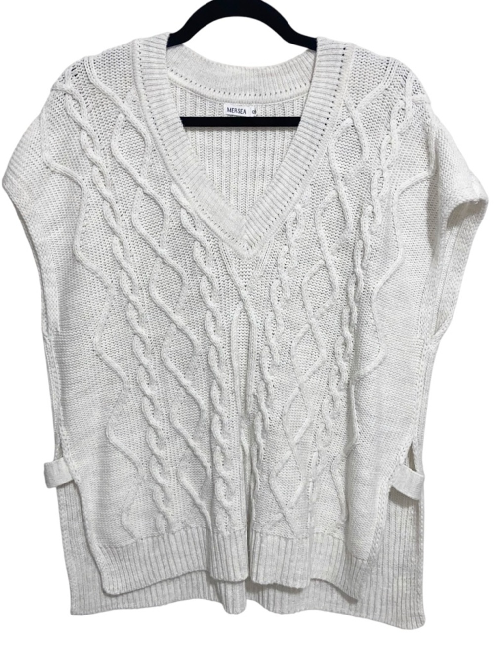 Mersea Sweater Womens One Size Cable Knit Sleeveless Vest Orversized Relaxed